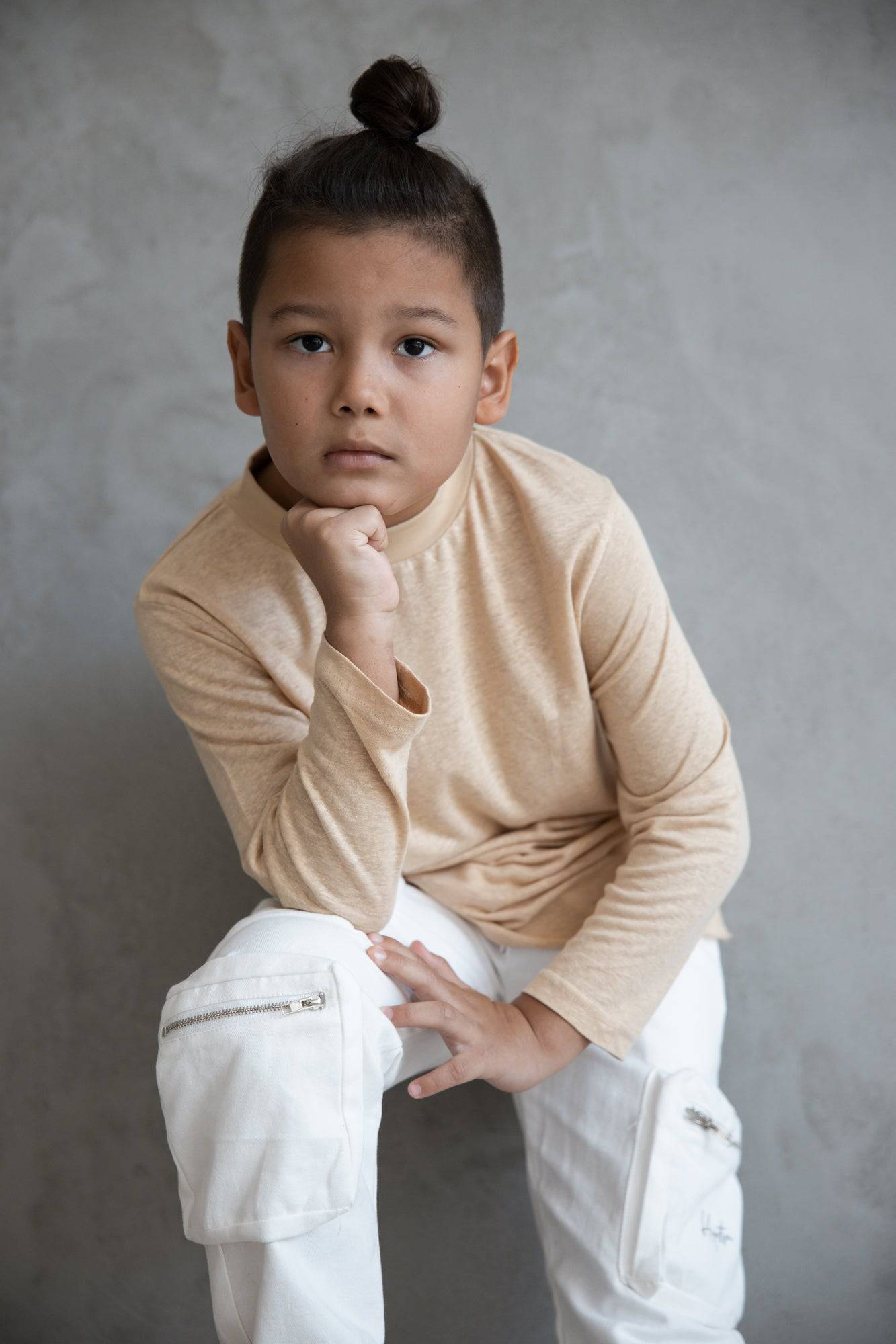 חולצת פשתן מגורד בז' - Hipster