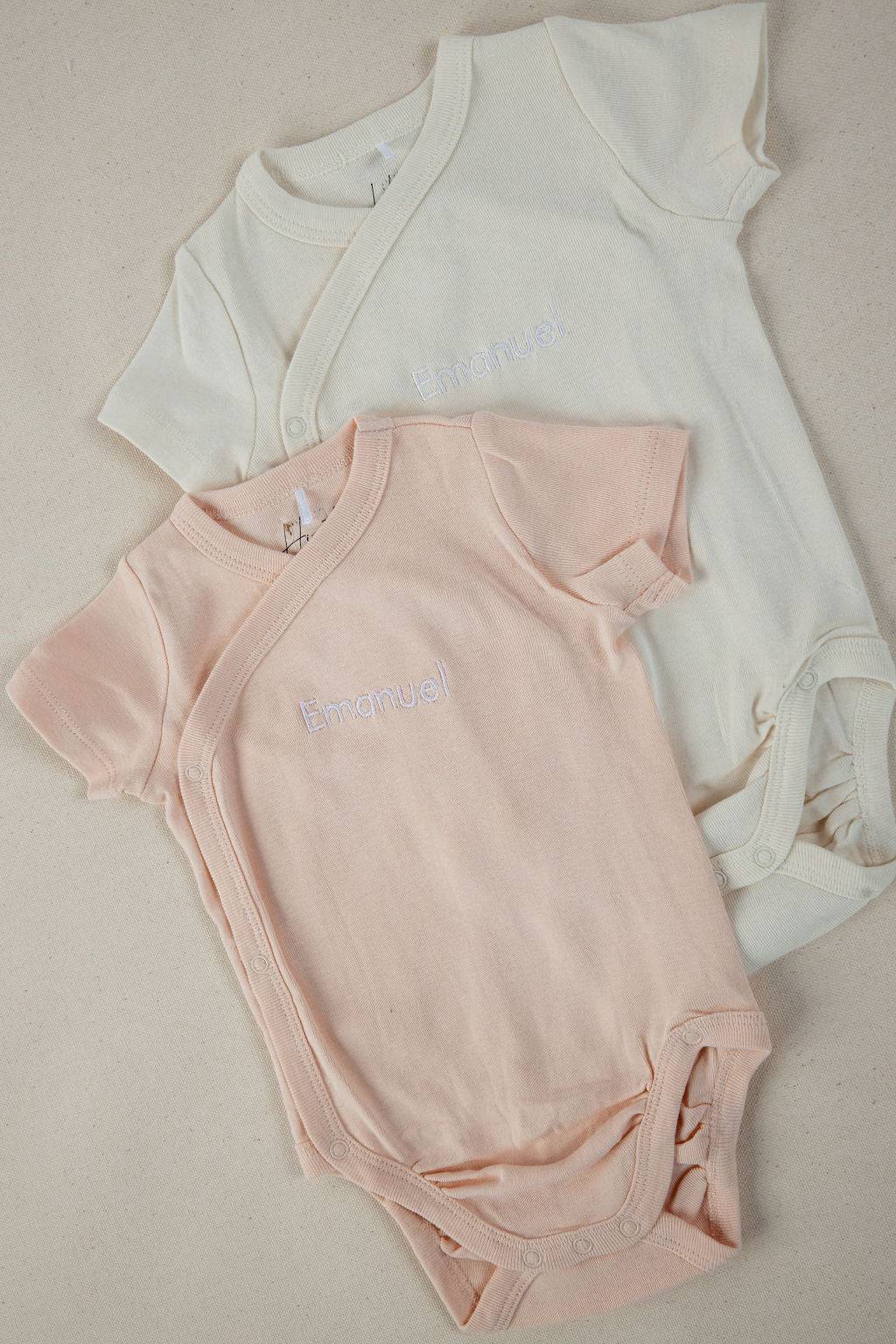 זוג בגדי גוף מעטפת קצרים ורוד/רקמה - Hipster