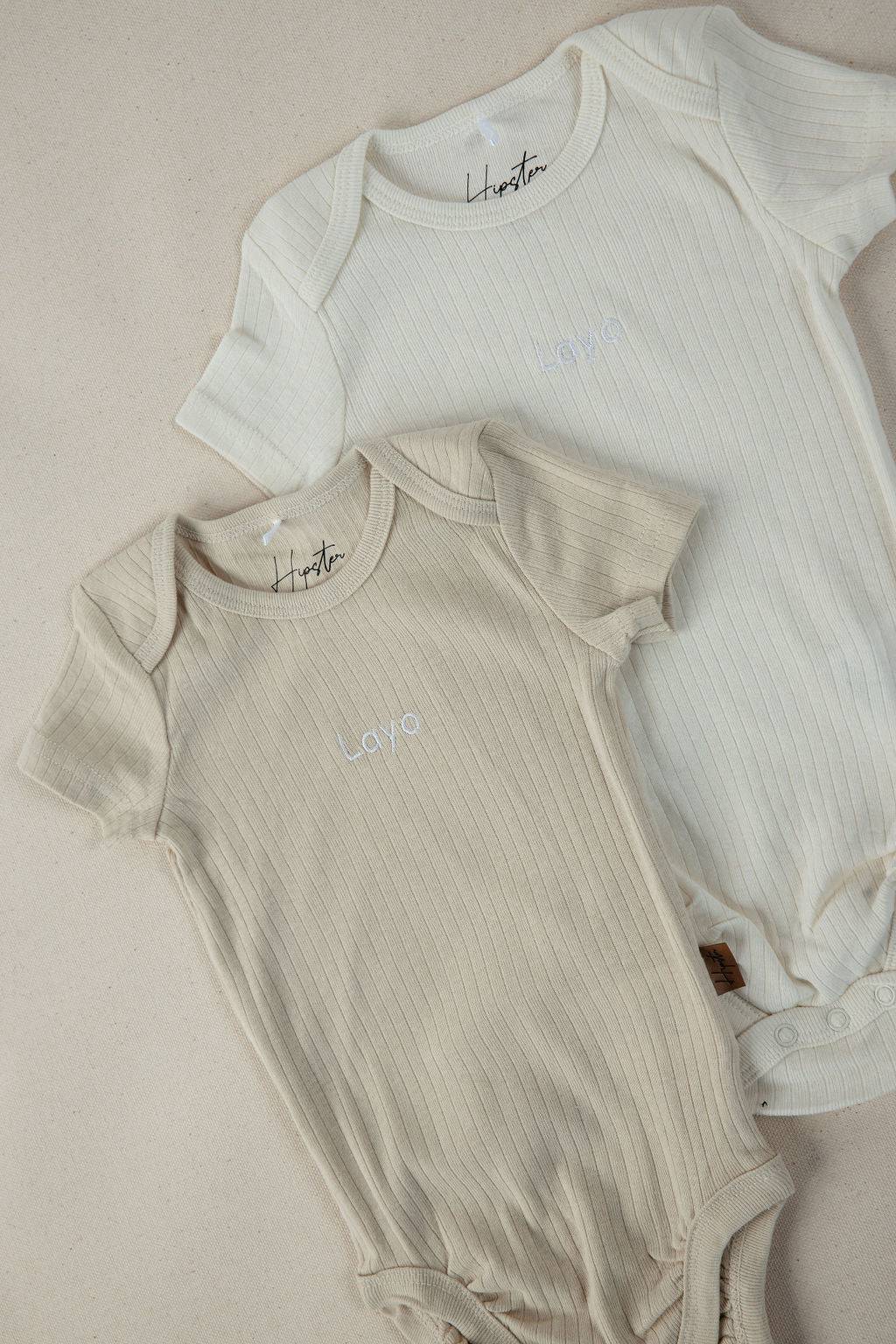 זוג בגדי גוף ריב קצרים אבן רקמה - Hipster