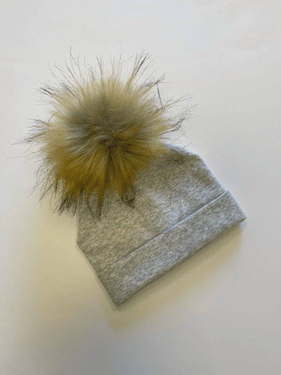 כובע פונפון אפור - Hipster